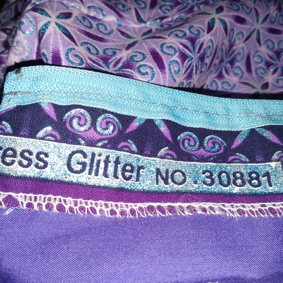 AUTH NIGERIAN M/ L BESPOKE PURPLE BLUE LAVENDER METALLIC  FAUX WRAP MIDI DRESS - Picture 6 of 10